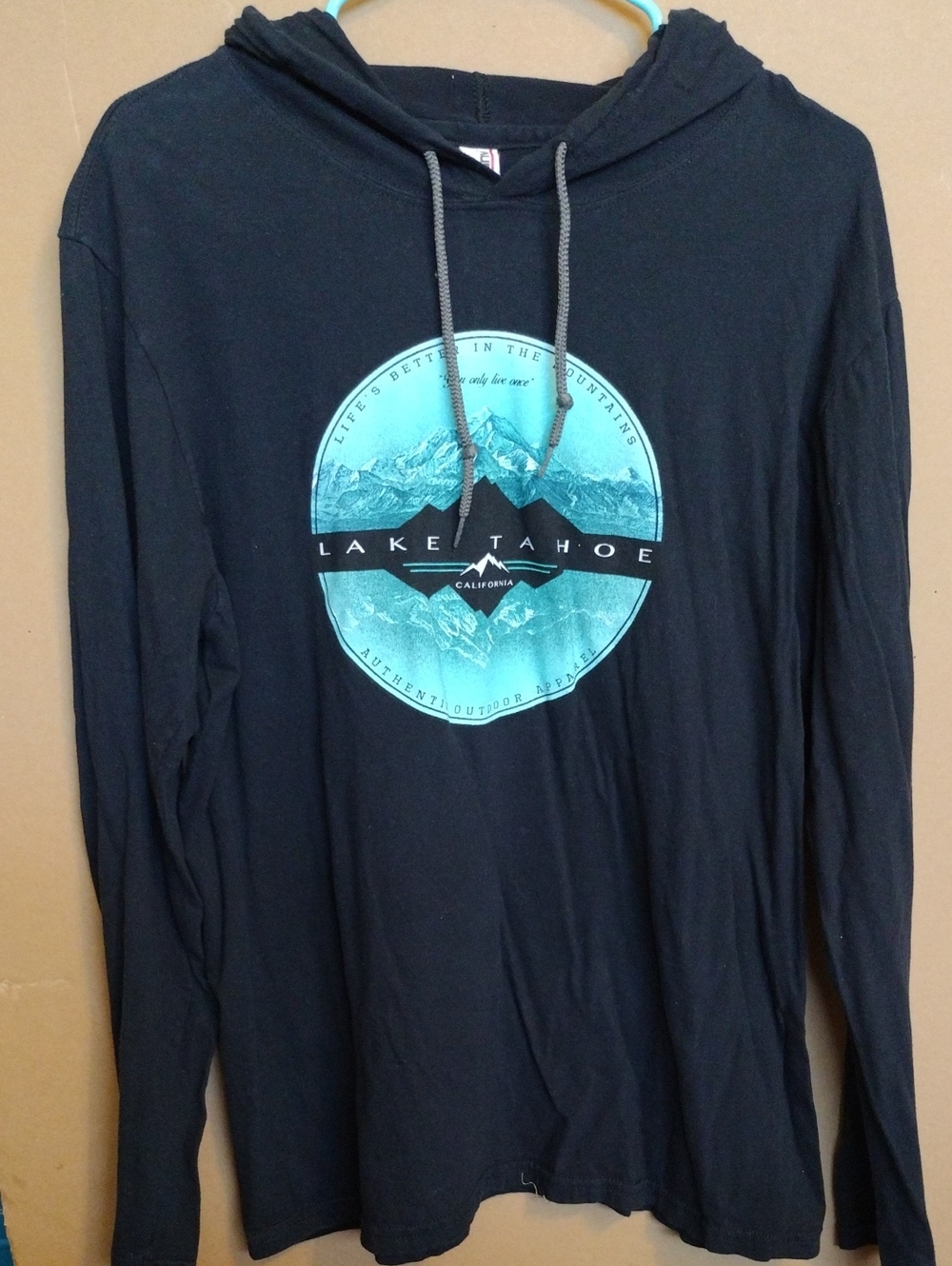 Men's Long-sleeve Black Hoodie-Style Shirt